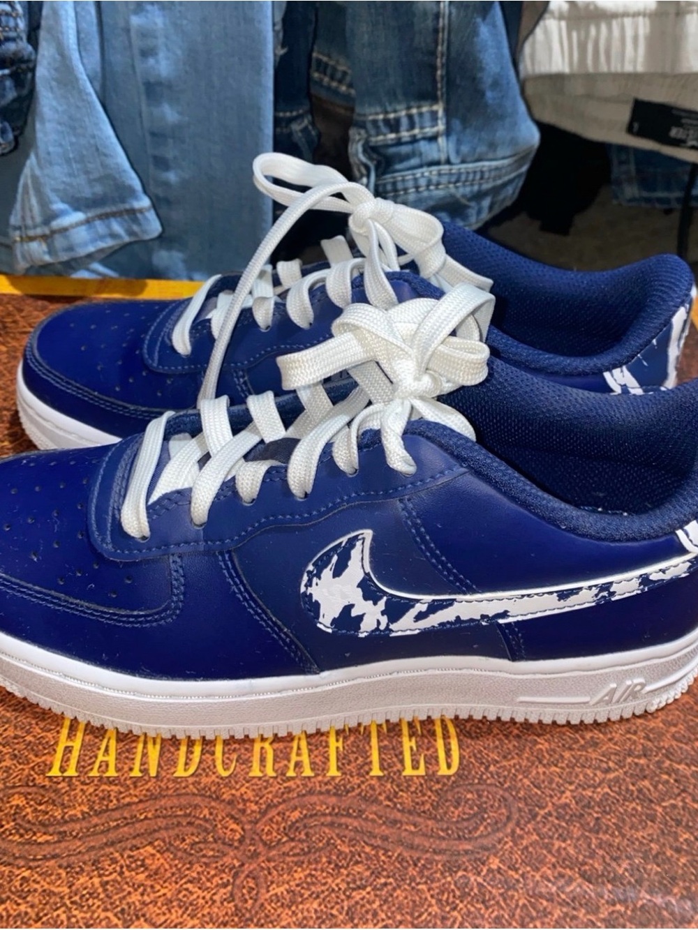 Kids Navy Blue Athletic Sneakers with White Accents
